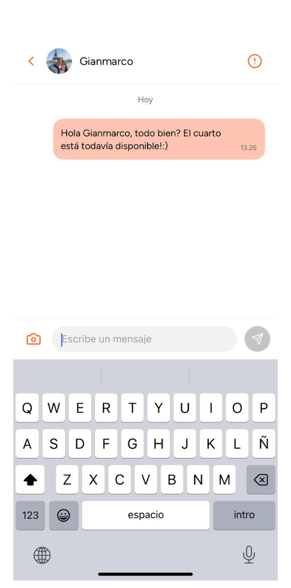 BeRoomie app chat feature for communicating with matched roommates